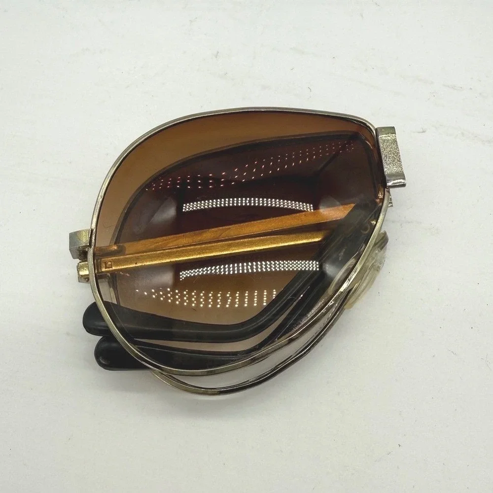 Vintage Motorcraft folding Sunglasses Aviator Gold Metal Frame carrying case‎